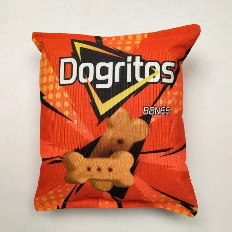 Bolsa de patatas fritas, divertidos juguetes para perros, juguete de comida chirriante de felpa para perros pequeños y medianos, juguetes interactivos para masticar chirriantes para cachorros - imagen 4