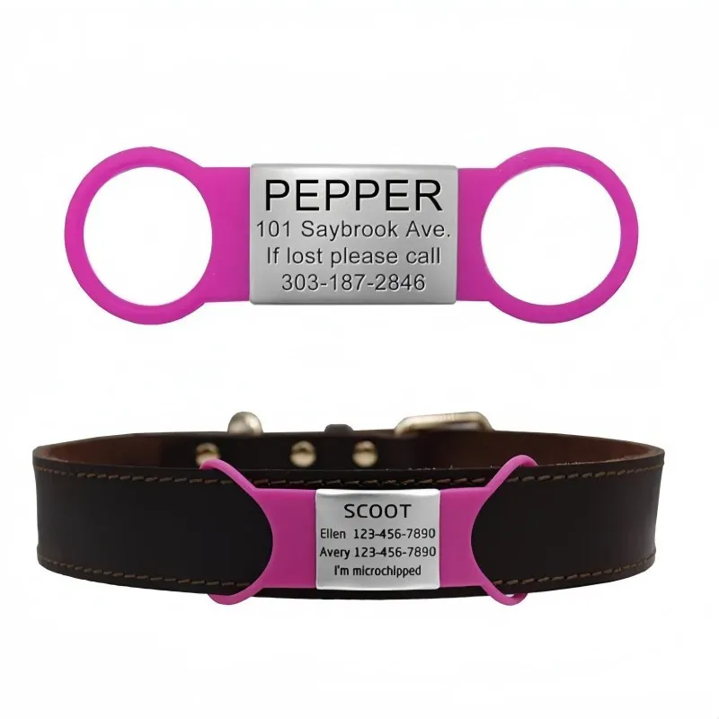 실리콘 스테인레스 스틸 애완견 태그, 맞춤형 고양이 개 ID 태그, 이름 각인 고양이 개 목걸이, 부드러운 분실 방지 반려동물 명판 태그