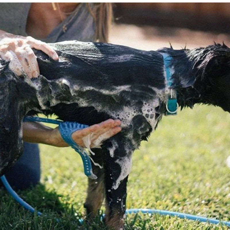 Limpieza de perros, dispositivo de baño de masaje 2 en 1 para mascotas, masajeador de silicona, guantes de ducha de baño, productos universales para perros y gatos - imagen 4