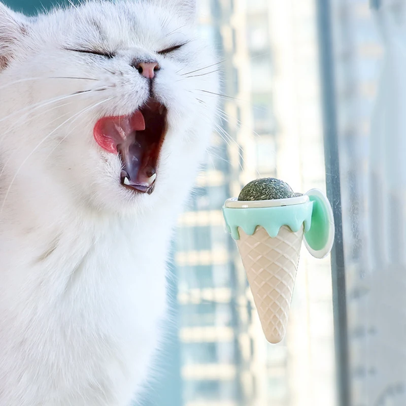 Helado de menta para gatos, juguetes de dos colores, pulido automático y limpieza de dientes, mascota Zhuanzhuan Le, gatito de cono dulce para aliviar el aburrido - imagen 5