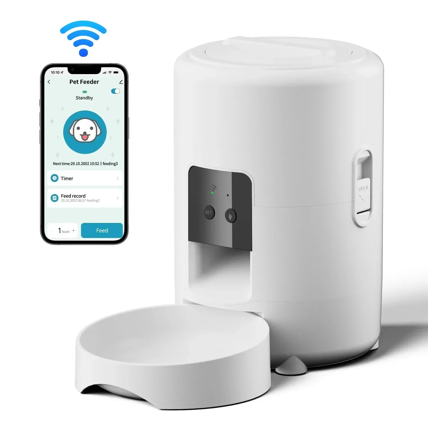 Alimentador automático inteligente para mascotas, dispensador de comida seca, con WIFI, 2L