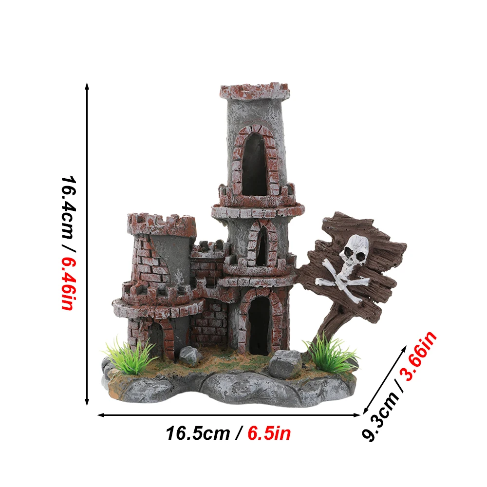 Castillo de simulación para acuario, adorno de paisajismo, decoración de Castillo de rocalla, adorno oculto de peces y camarones, accesorios para acuario, 1 ud. - imagen 2