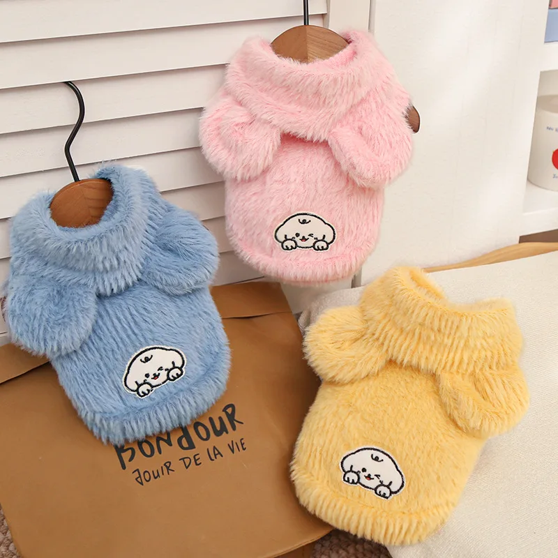 Otoño e Invierno chaqueta con capucha de felpa para mascotas chaleco para gatos mono de oso de peluche ropa para cachorros ropa para perros pequeños