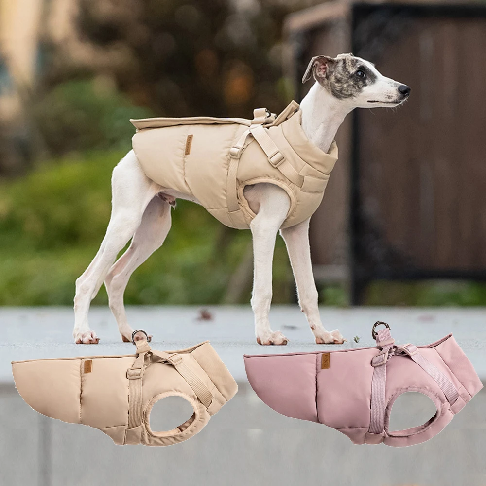 Ropa para mascotas de otoño e invierno, chaqueta para perros al aire libre con arnés para perros pequeños y medianos, ropa gruesa y cálida acolchada de algodón para mascotas
