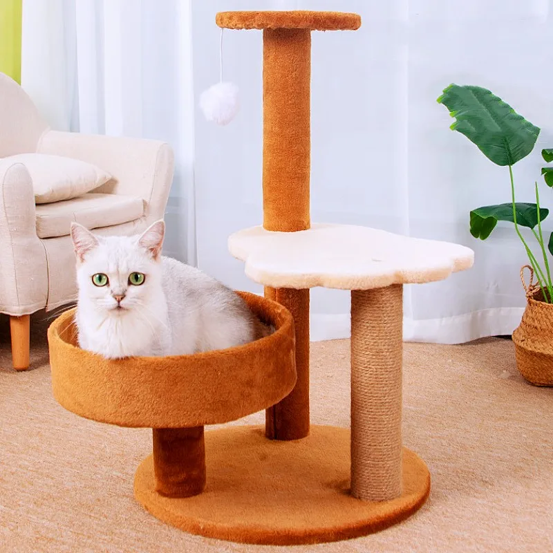 Árbol rascador de sisal con nido y torre para gatos – salva el sofá - imagen 2