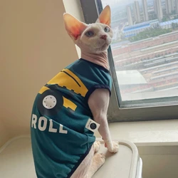 Camiseta sin mangas verde con camioncito para gato Sphynx y otros