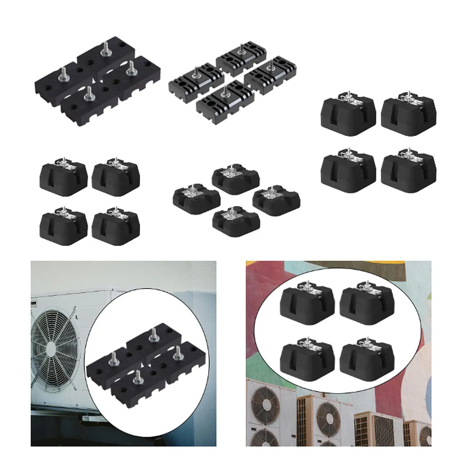 4x Air Conditioning Anti Vibration Pad Rubber Damper Practical Sturdy Anti Slip Shock Pads for Air Conditioner Replace Parts