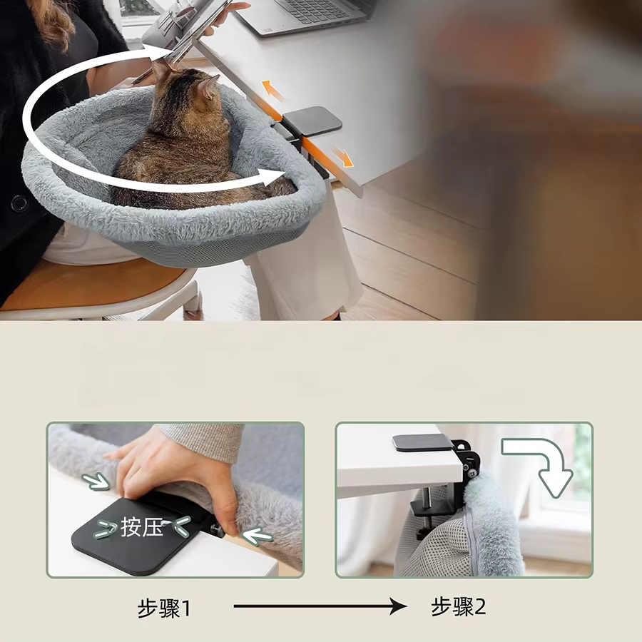 Cama escritorio plegable para gatos - Hamaca semicircular espacio - imagen 4