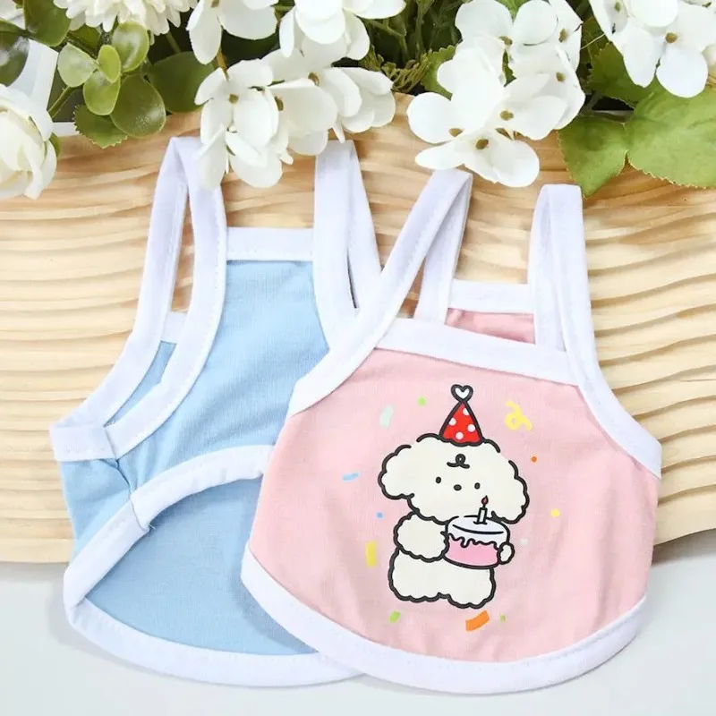 Ropa bonita y fresca de verano para perros pequeños, tirantes finos de color macarrón, oso de peluche, Pomerania, chaleco para perros pequeños - imagen 5