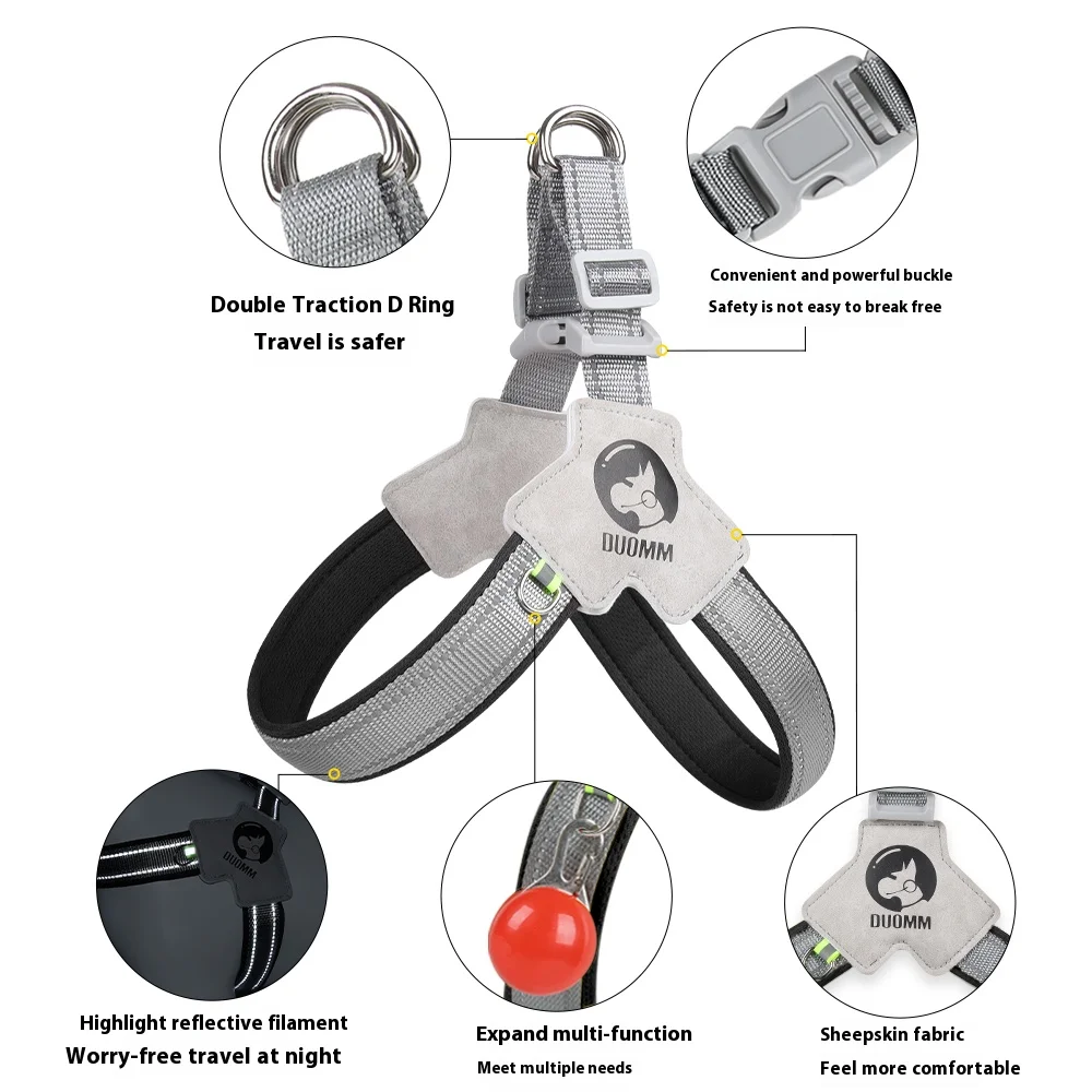 Arnés para perros en forma de Y estilo sillín, chaleco reflectante transpirable sin tirones para mascotas, cómodo, ligero, antitiramiento para perros pequeños y medianos - imagen 2