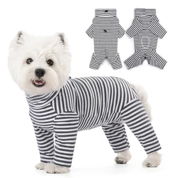 Pijama a rayas para cachorros – Cierre ventral terciopelo térmico