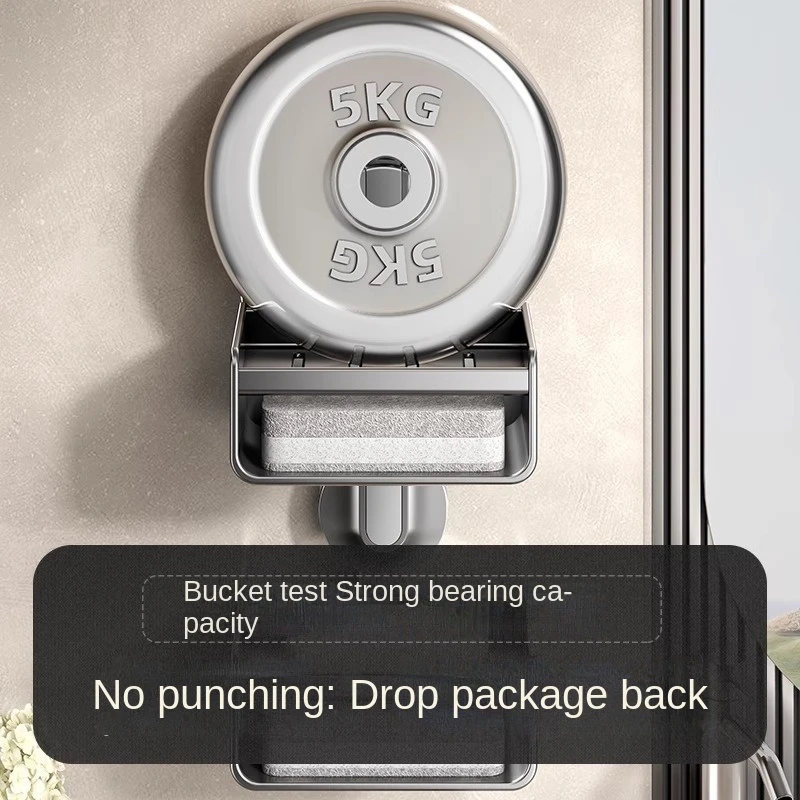 Estante de almacenamiento con ventosa sin taladro, soporte para jabón de baño, soporte para esponja y jabón montado en la pared, organizador, jabonera de doble drenaje - imagen 5