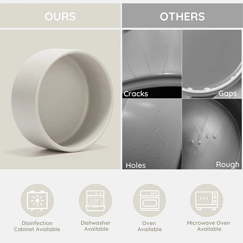 Cuenco de cerámica para perro y gato, juego de comida y agua con soporte de madera, gran capacidad, antideslizante, alimentador sin derrames, plato de alimentación para cachorros, suministros para mascotas - imagen 4