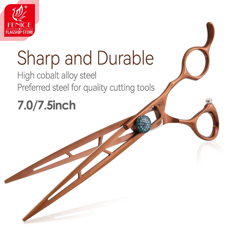 Fenice-Kit de tijeras de peluquería para perros, diseño hueco de 7/7,5 pulgadas, tijeras de recorte curvas finas y rectas para peluquería - imagen 3