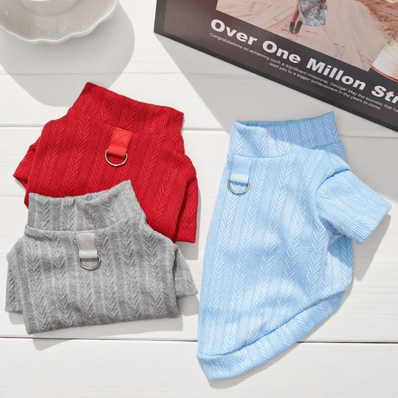 Camisa suave de otoño para perros, ropa fina a la moda para perros, sudaderas bonitas y sólidas para cachorros, jerséis para gatos, camisa de fondo para mascotas, disfraz de Chihuahua - imagen 5