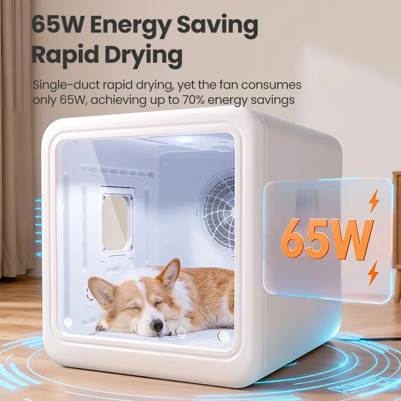 ROJECO 70L Caja secadora inteligente para mascotas Control automático de temperatura 360 °   Secado de pelo de mascotas ultra silencioso para perros y gatos Secador de 4 velocidades - imagen 4