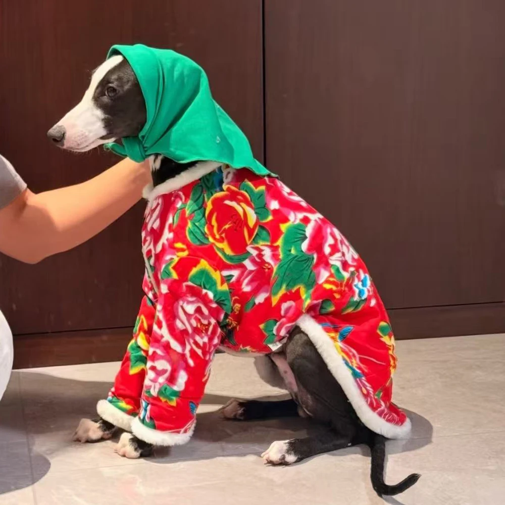 Abrigo de lana para galgo italiano: chaqueta invernal de flores