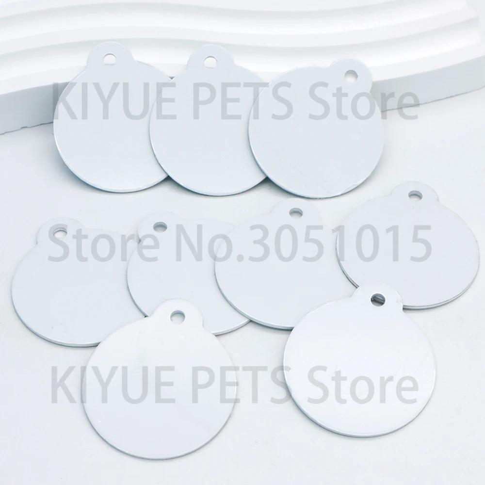 100 Uds. Etiqueta de perro de aluminio llavero de sublimación en blanco accesorios colgante redondo encanto - imagen 4