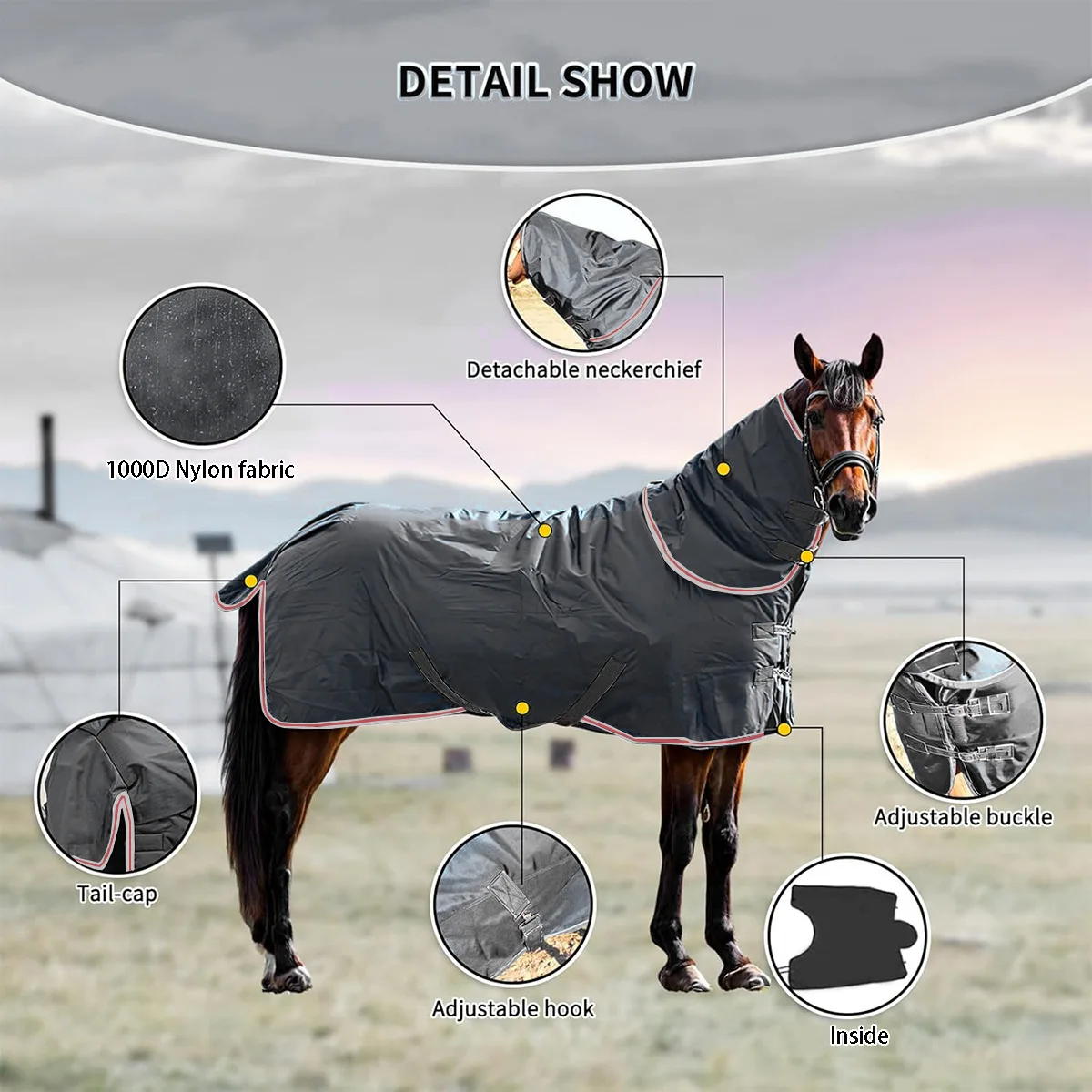 Manta invierno para caballo impermeable resistente viento cubrecuello - imagen 5