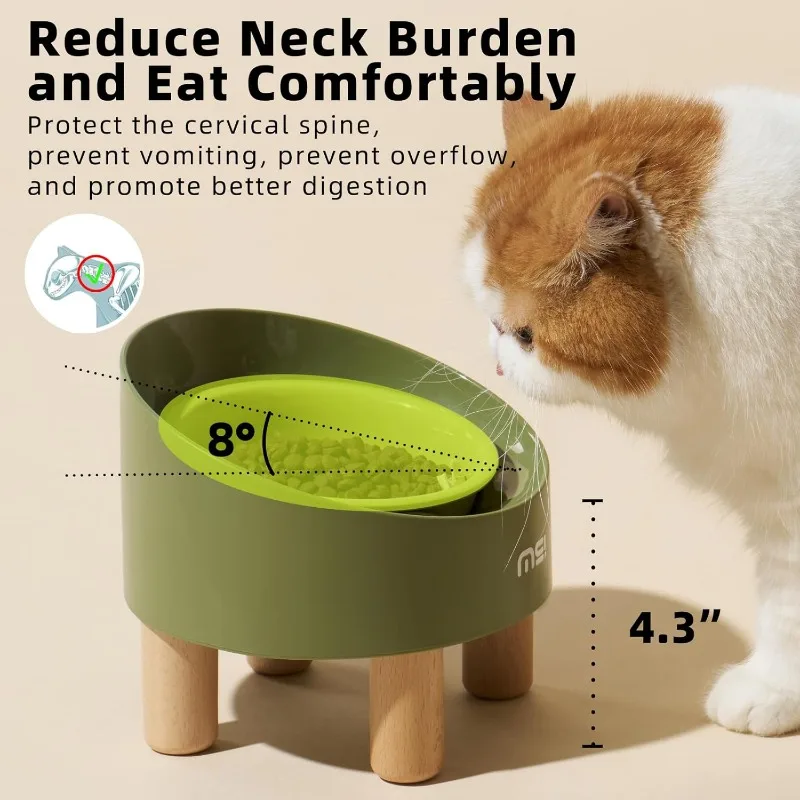 Comedero elevado ajustable de cerámica para gatos – Base antideslizante - imagen 2