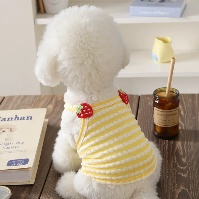 Ropa de verano para cachorros, Vestido elegante para perros de razas pequeñas, Falda corta para mascotas, Ropa Perro de una pieza de Pomerania, disfraz, Vestido - imagen 5