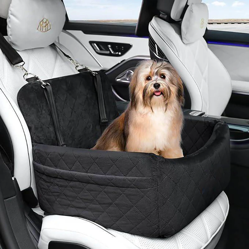 Asiento de coche para mascotas, perrera, cachorro, gato, alfombrilla para asiento, extraíble, lavable, Base antideslizante, fila delantera y trasera, asiento de seguridad para perros, nido de viaje - imagen 2