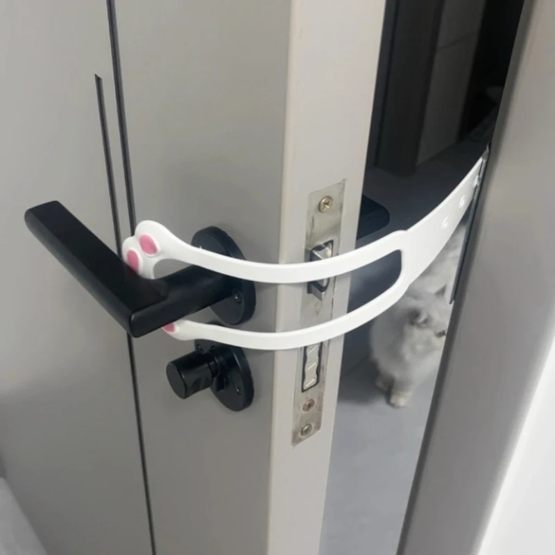 Tope de puerta ajustable para gatos, pestillo de puerta elástico sin taladro para mantener los perros fuera, correa Flexible a prueba de mascotas, soporte para huecos domésticos - imagen 5