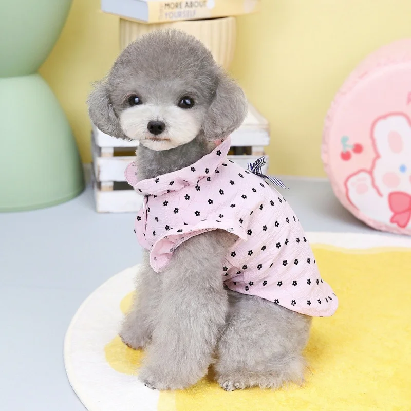 Camisa a cuadros para perros con lazo y volantes - imagen 4