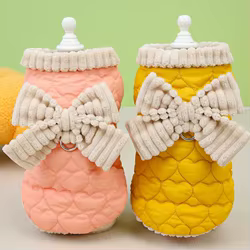 Warm Pet Dog Clothes Bow Dog Coat Winter Sleeveless Clothing For Small Medium Dogs Chihuahua Yorkie Puppy Vest Jacket Costume XS