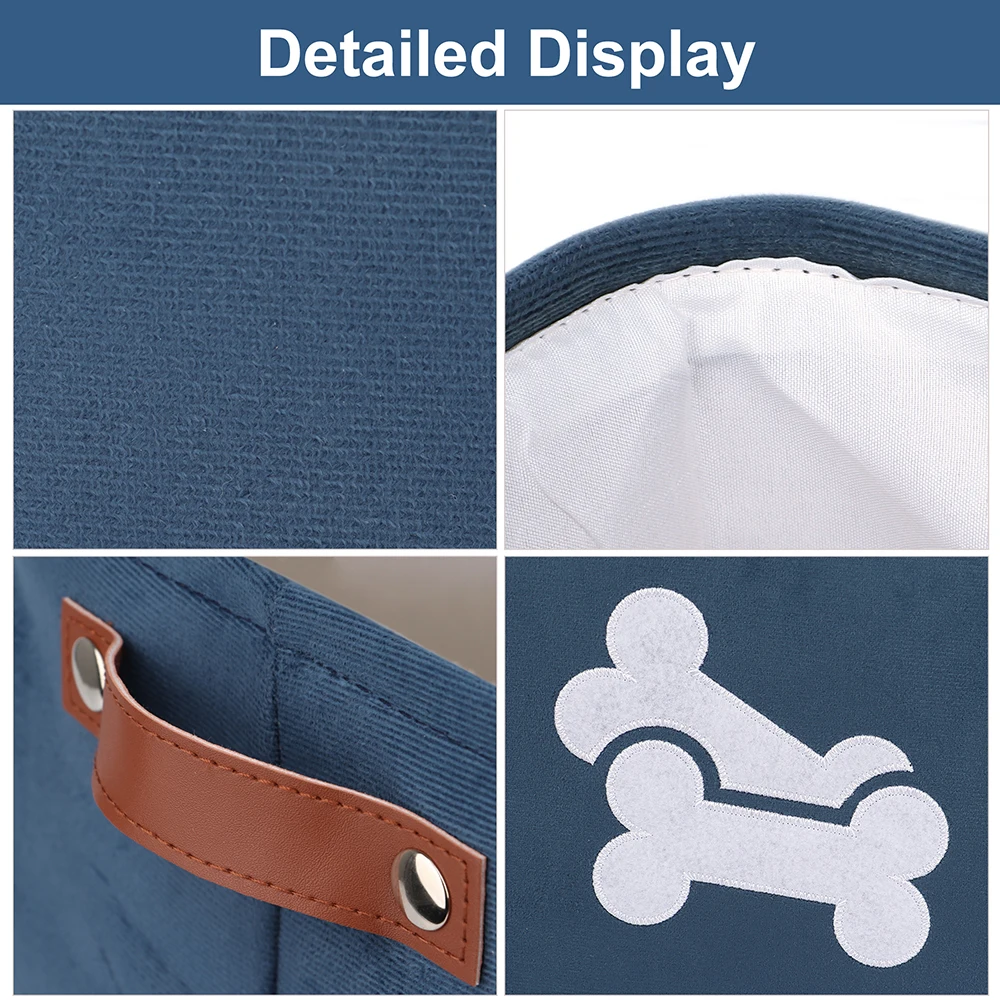 Cesta plegable de gran capacidad para almacenamiento de juguetes para perros, caja de almacenamiento de ropa para mascotas, patrón de dibujos animados con asa, organizador de artículos diversos para perros - imagen 2