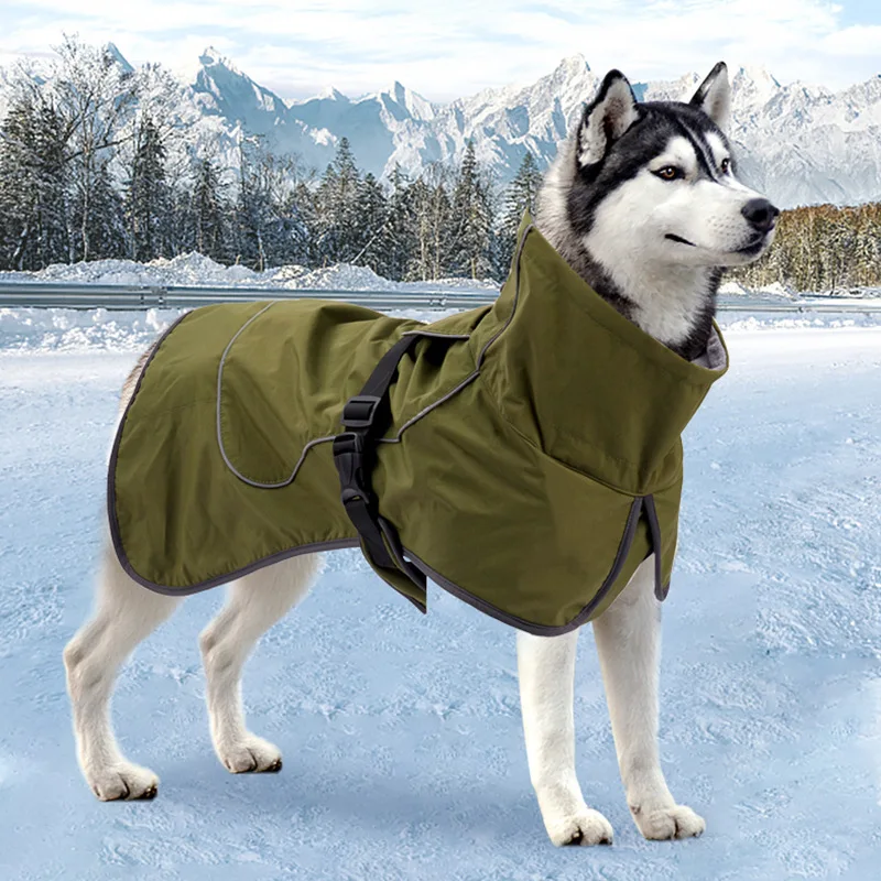 Ropa de invierno para perros, ropa de algodón de terciopelo, ropa gruesa y cálida para perros grandes, ropa reflectante de algodón impermeable a prueba de viento - imagen 4