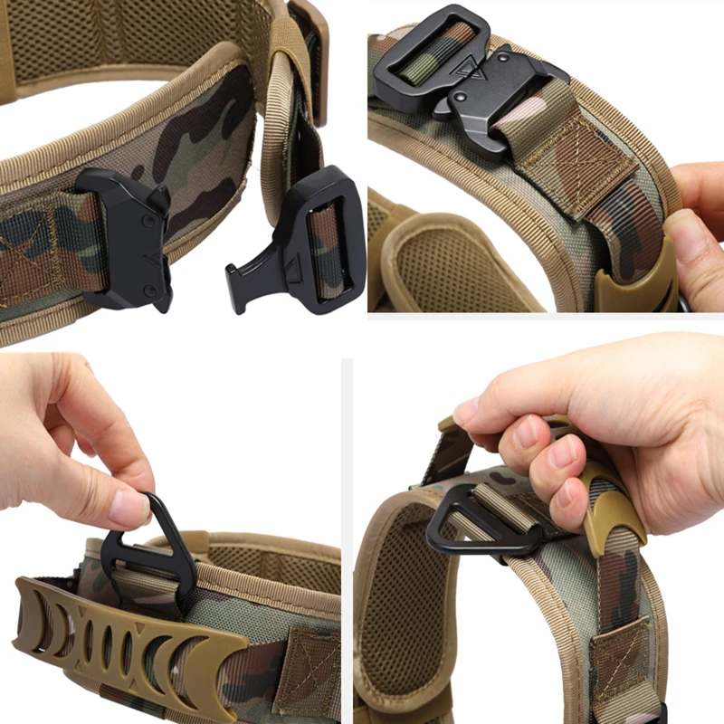 Collar de perro táctico con doble hebilla de Metal ajustable, Collar de entrenamiento de diseñador de lujo, perro pastor alemán para perros medianos y grandes - imagen 4