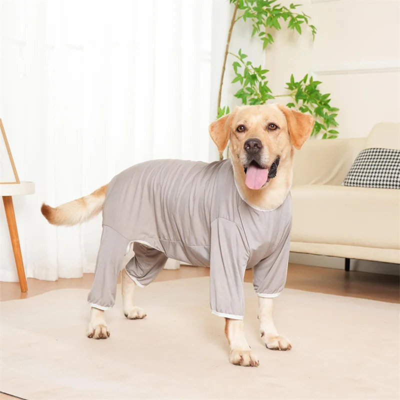 Ropa sólida para perros grandes, pijamas con capucha de cuatro patas de verano, mono para perros medianos y grandes, Body para mascotas, pijamas, ropa - imagen 5