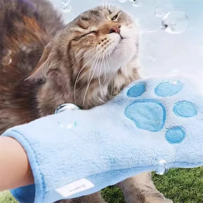 Toallas para mascotas estilo guante toallas de limpieza absorbentes especializadas para perros Toalla de baño para gatos suministros para mascotas guantes de baño para gatos - imagen 2