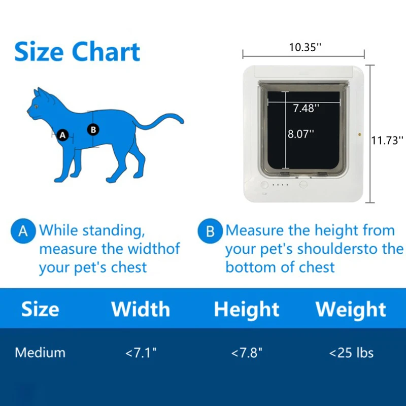 Puerta inteligente con detección RFID para gato, Control de solapa, dirección, entrada, salida, puerta para gato, reconocimiento inteligente, agujero para gatos, electrónica automática - imagen 5