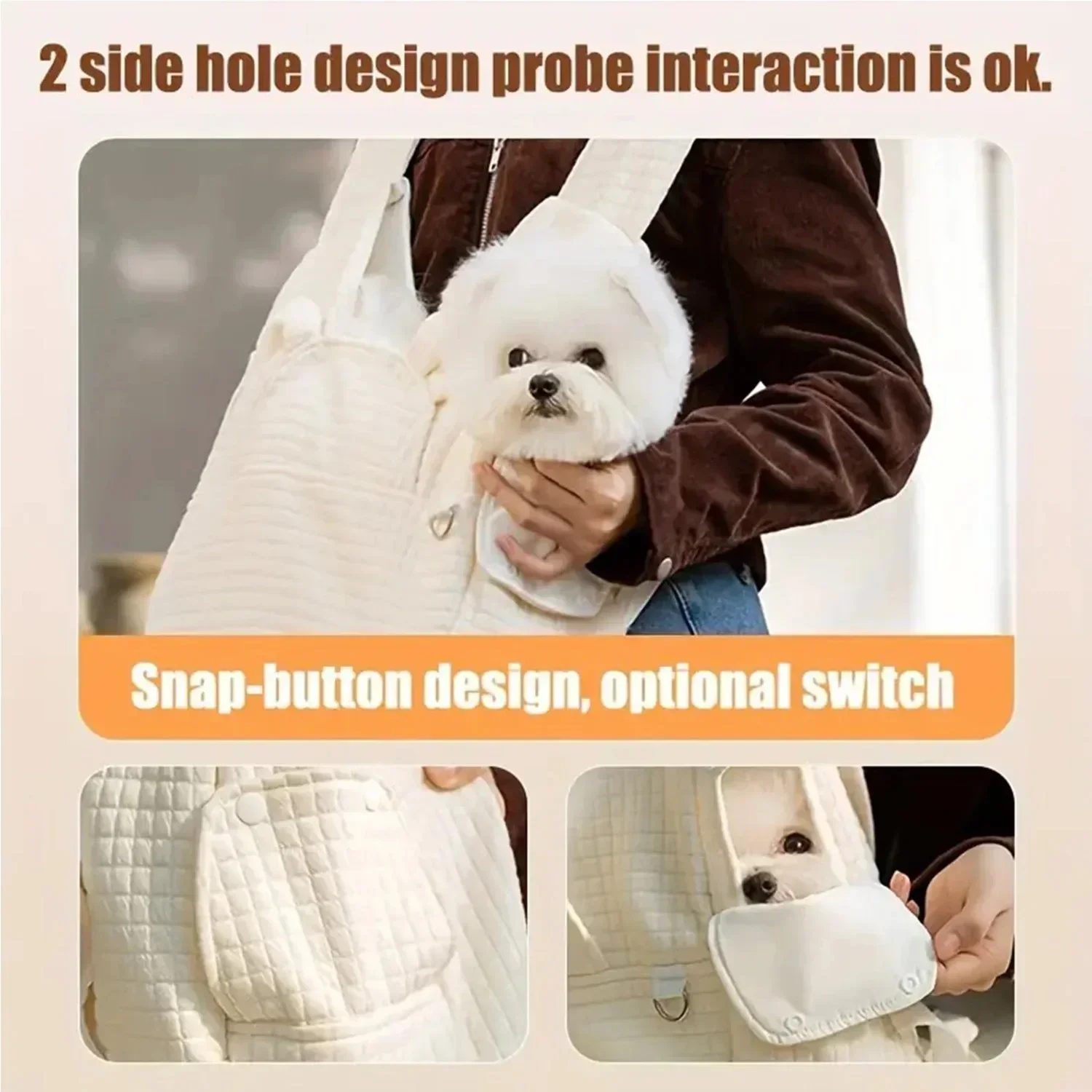 Mochila para cierre de mascotas, bolsa transportadora a presión, cómoda, grande, para perros y capacidad, de algodón, segura con gato pequeño, portátil de viaje - imagen 4