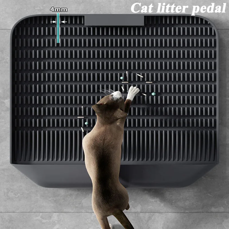 Pedal de doble uso para arena de gatos, alfombrilla de lavabo duradera resistente a la boca inclinada, almohadilla de arena lavable, suministros para mascotas, accesorios para gatos - imagen 3