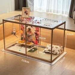 Valla para perros pequeños de peluche interior de 63CM de alto, puerta de aislamiento, jaula para perros, casa, vallas transparentes para cachorros, combinación libre DIY, suministros para mascotas