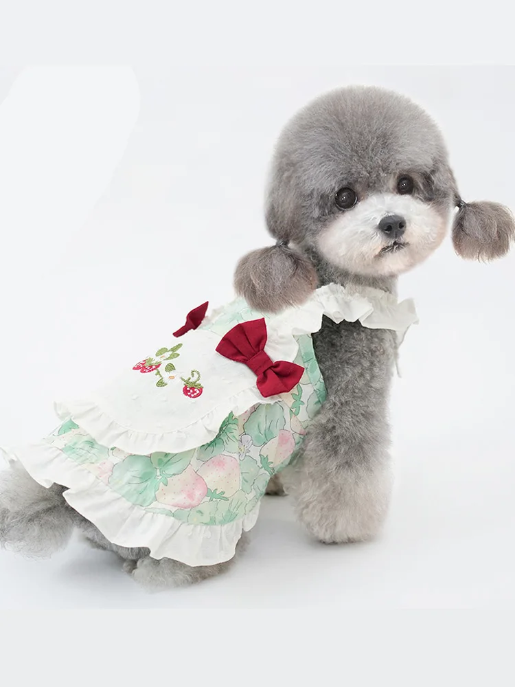 Vestido de princesa de perro INS de lujo, elegante vestido Floral con lazo para cachorro, vestidos de boda para fiesta de primavera y verano para Pomerania Yorkshire - imagen 5