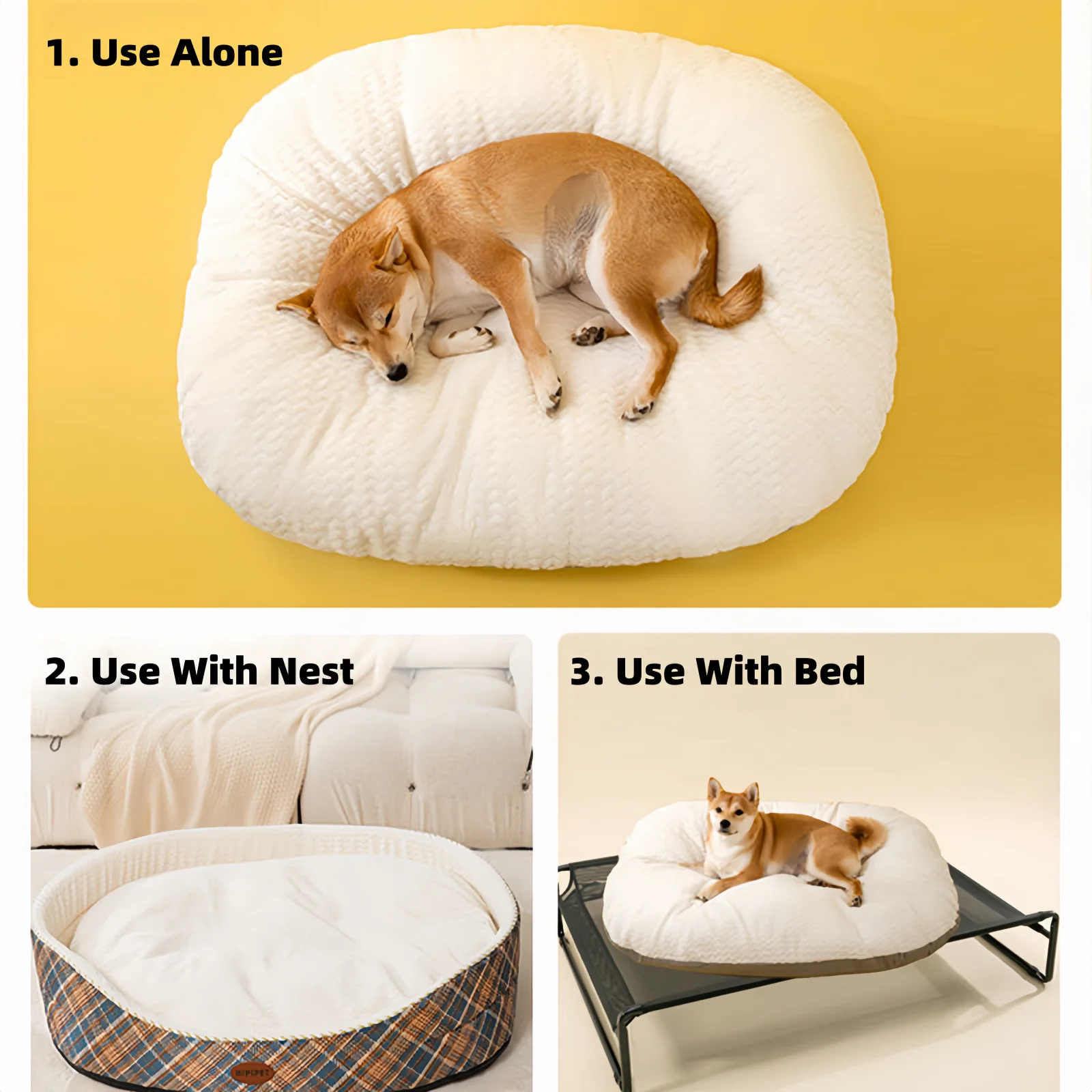 Nido para mascotas, sofá cama grande para perros medianos y grandes, cama cálida para gatos, cojín suave y grueso, estera para dormir lavable extraíble para perros - imagen 4