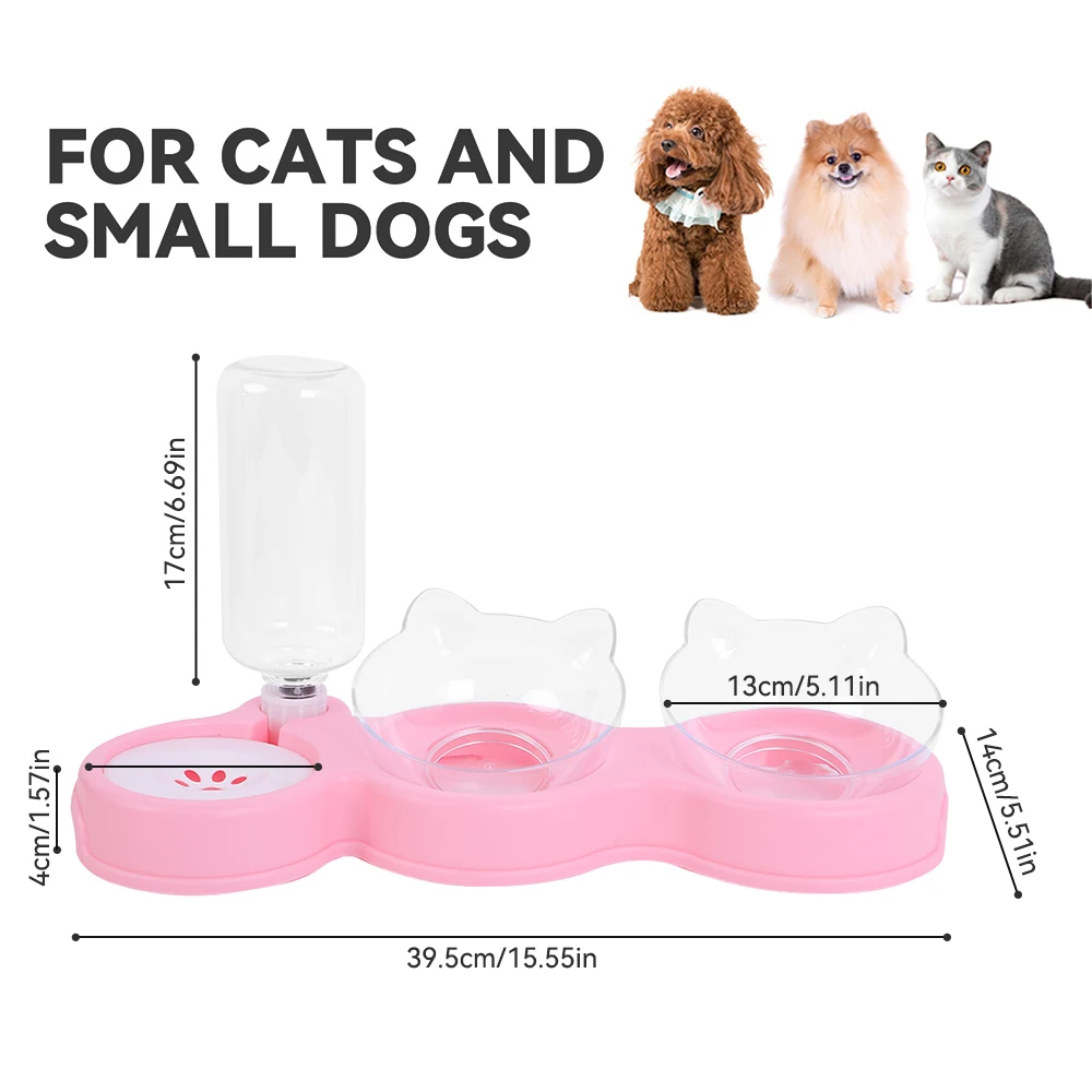 Cuenco para Gato, alimentador automático, cuencos de comida para perros y gatos con fuente de agua, cuenco doble para beber, soporte elevado, cuencos para gatos - imagen 4