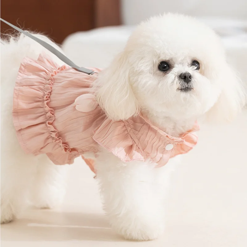 Vestido con tulipanes para perro y gato – Disfraz de verano para Chihuahua - imagen 5