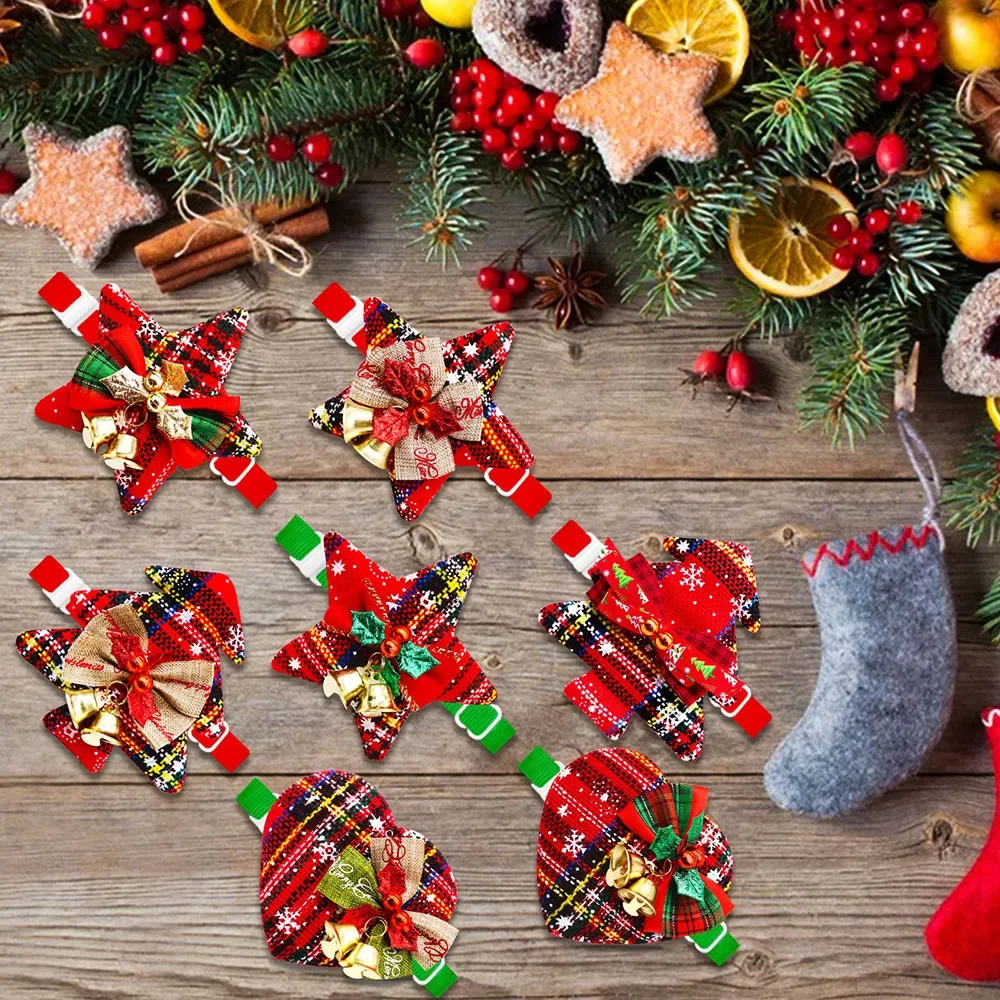 50 Uds. Suministros de Navidad pajarita para perro con campana pajaritas navideñas para perros, corbatas para el cuidado de mascotas, accesorios navideños - imagen 5