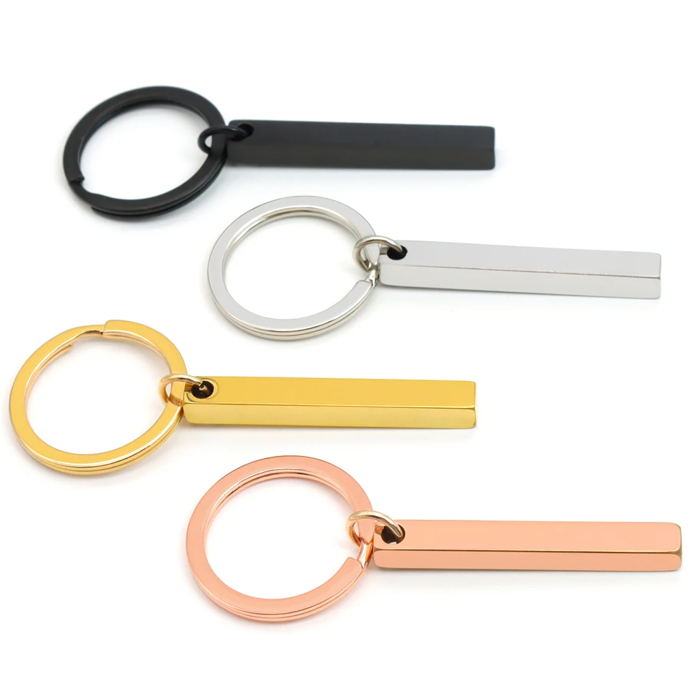 50 Uds. De etiqueta de identificación de mascota de acero inoxidable personalizada, llavero con colgante rectangular fino grabado, accesorios de decoración para perros