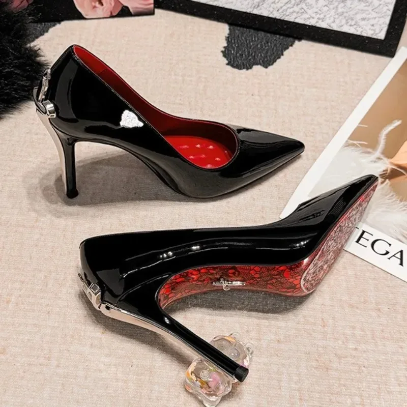 Zapatos mujer tacón alto puntiaguda decoración metálica francés - imagen 5