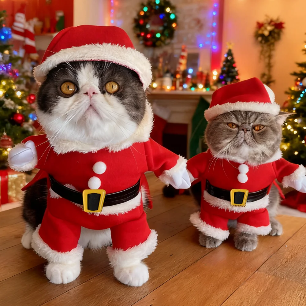 Disfraz divertido de gato para Festival de Navidad, bonito disfraz de Papá Noel, mono para mascotas para perros pequeños, gatos, fiesta, mascotas, vestido Sphynx