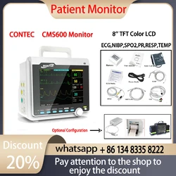 CONTEC CMS6000 Monitor portátil para pacientes con 6 parámetros, monitor de signos vitales, ECG NIBP RESP SPO2 PR TEMP