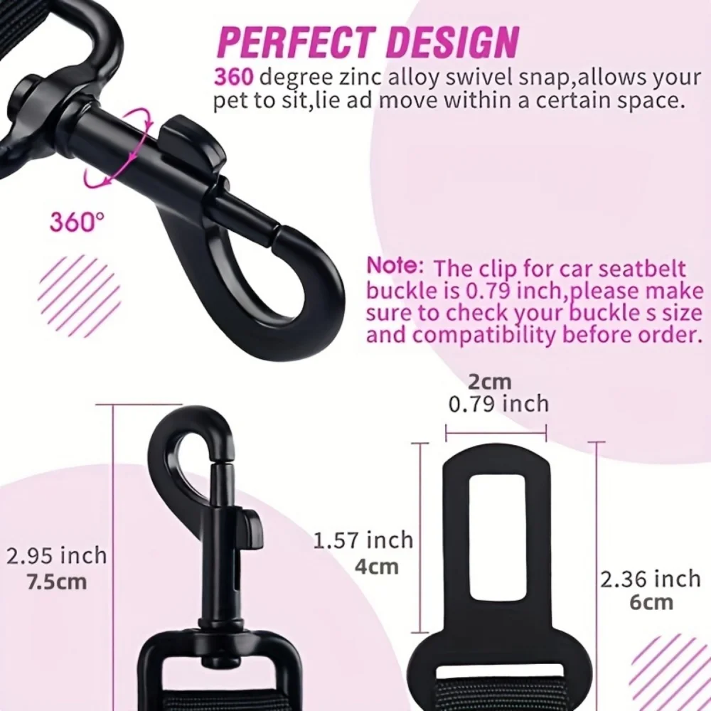 QiuqiuPetty-hebilla de seguridad para perros y mascotas, cuerda elástica de tracción de nailon grueso, fabricante de cinturón de seguridad retráctil, 3 uds. - imagen 5