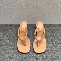 Sandalias verano para mujer tacón cuña punta cuadrada tira estrecha