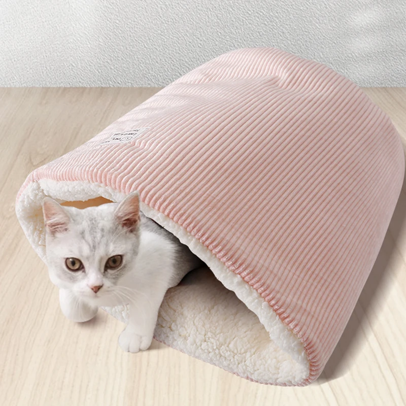 Perrera de felpa para cachorros, cálido para gato saco de dormir, cama para perros medianos y pequeños, cesta suave y cómoda para mascotas, cueva para gatitos, nido grueso para casa, Invierno - imagen 2